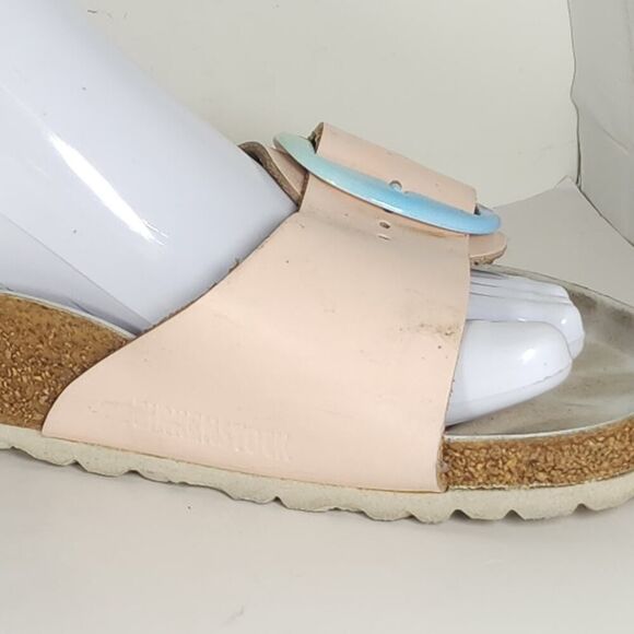 Birkenstock Women's Madrid Big Buckle EU41 US10 Leather Light Pink Slide Sandals - Picture 14 of 16